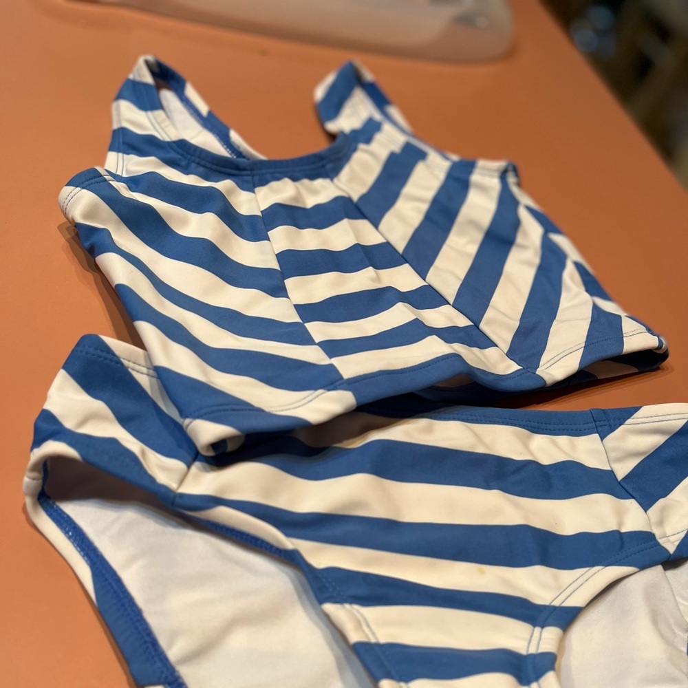 Cute blue and white bathing suit two piece Hanna Andersson